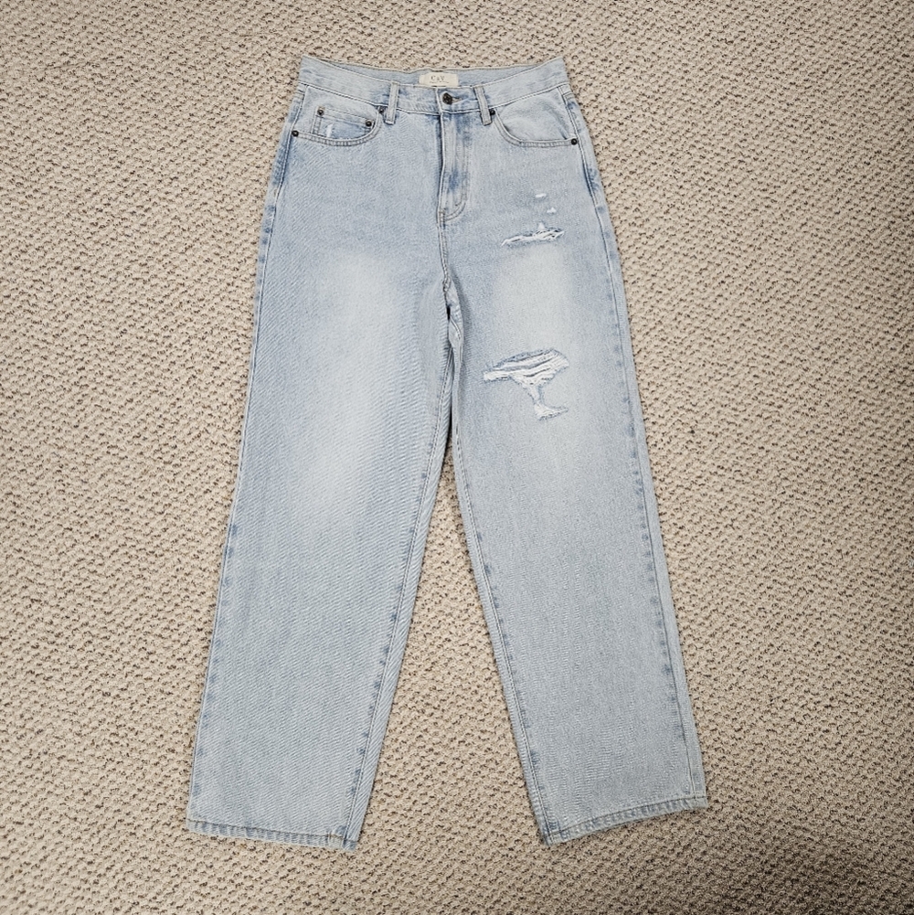 Chelsea‎ & Violet High Rise Wide Leg Jeans Size 29 Light Wash Distressed